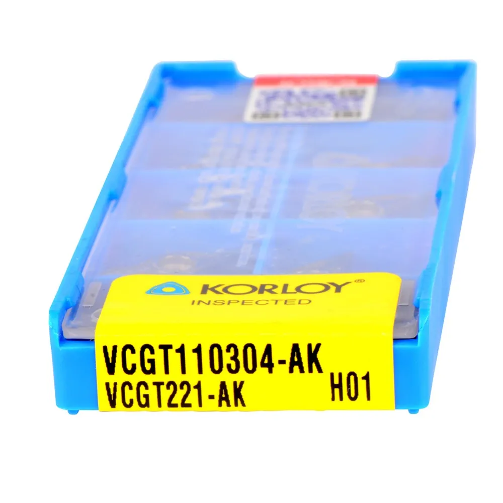 10Pcs/Box nuevo Korloy VCGT 110302-AK H01 VCGT 220.5-AK CNC Carburo insertar PLC OC 