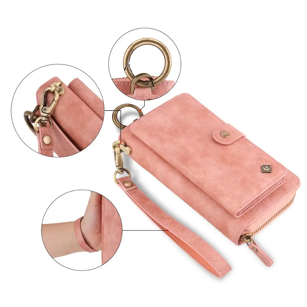 For iPhone X XR XS Max 6 6S 7 8 Plus Multi-functional fashion zipper Wallet Leather Case Flip Stand Cover Mobile Phone Bag