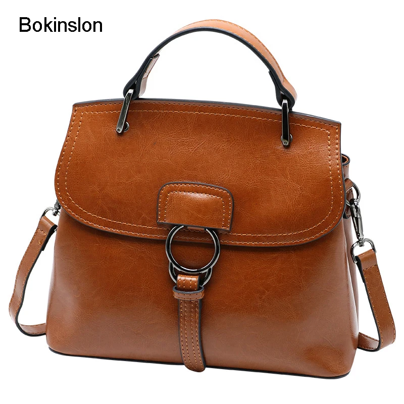 

Bokinslon Shell Bags Woman Split Leather Small Fresh Women Shoulder Bags Fashion Elegant Ladies Crossbody Bag