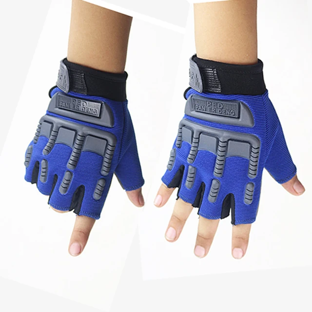 5 13 Years old Kids Tactical Fingerless Gloves Military Armed Anti Skid Rubber Knuckle half