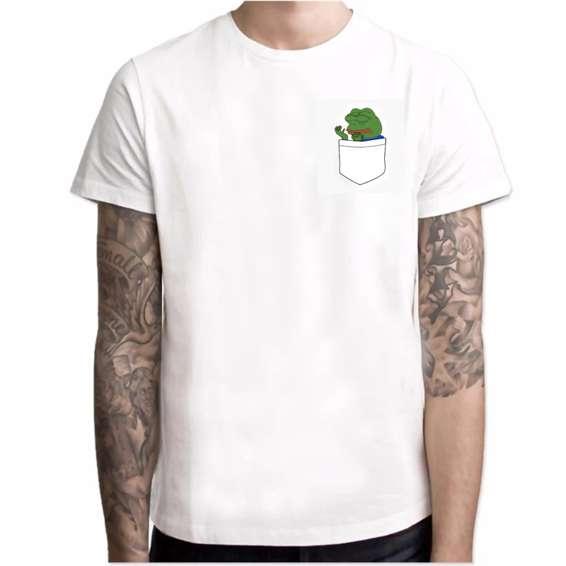 

Sumer Hot Meme Pepe Frog T Shirt Men Summer Fashion Sad Frog Pepe Tshirt Printed Harajuku T-shirt Casual O-Neck