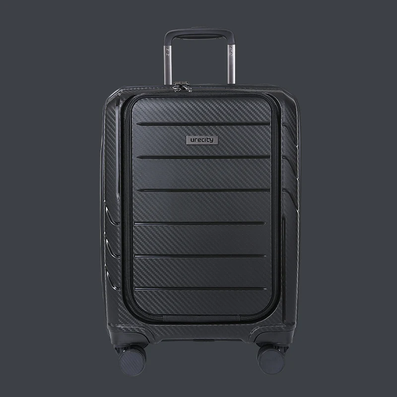 travel high quality luggage business PP material suitcase rolling spinner wheels luggage computer bag - Цвет: black