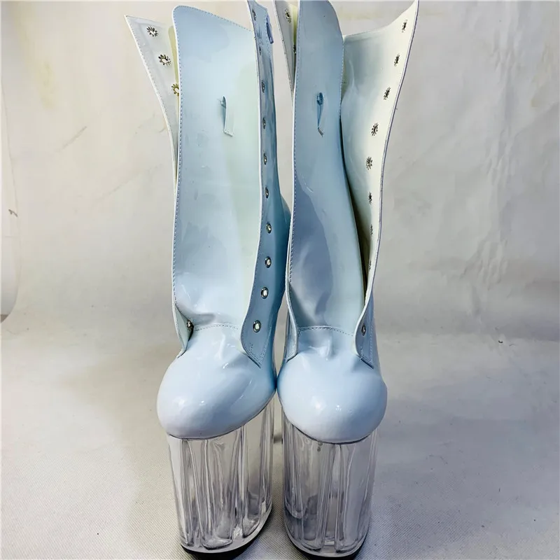 women's sexy Ultra high heel shoes fashion lace-up pumps shoes side zipper ankle boots black/white ladies 20cm boots