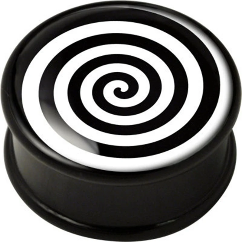 

1 Pair Op Art Spiral Single Flare Ear Plug Gauges Tunnel Flesh Tunnel With Rubber Rng Body Piercing Jewelry