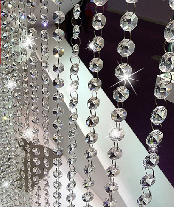 6.6FT CLEAR CRYSTAL GLASS CHANDELIER BEADED CHAIN WEDDING CHRISTMAS GARLAND 14MM-1