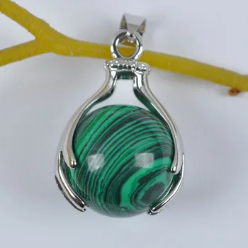 

Green Malachite Round Bead GEM Pendant Jewelry S344