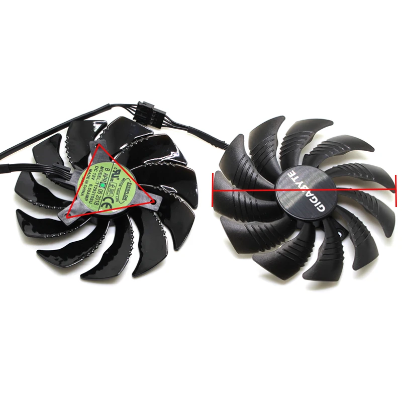 New T129215SU 0.50A 4Pin Cooling Fan For Gigabyte GeForce GTX 1050 1060 1070Ti RX 570 580 RX 480 Video Card Cooler Fans