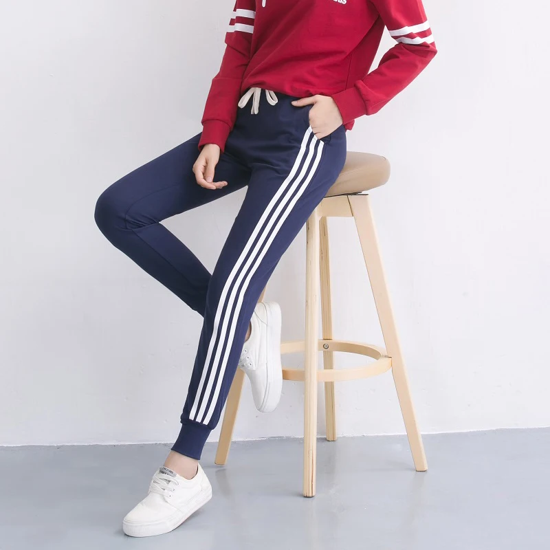 2017 New Arrival Side Striped Harem Pants Women Elastic