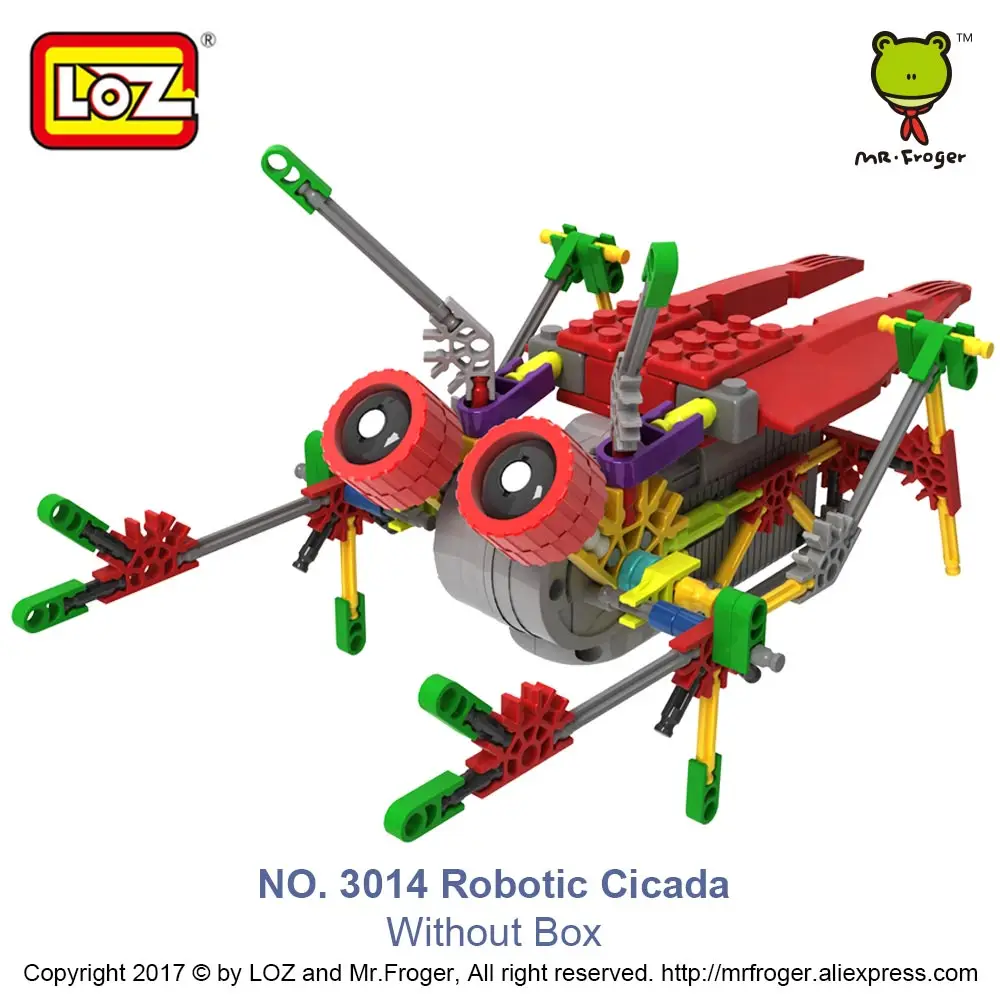 LOZ Электрический Робот Мотор строительный блок игрушки для мальчиков Подарки сборка Кирпичи DIY электрические ходячие роботы двигатель действие Дети DIY - Цвет: 3014 Robotic Cicada