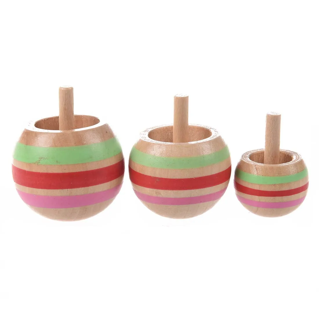 3pcs Wooden Colorful Spinning Top Kids Toy 3 Sizes for Children