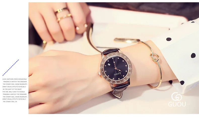 GUOU для женщин наручные часы Лидирующий бренд роскошные часы с кристаллами для женщин часы с автоматической сменой даты часы Баян коль saati