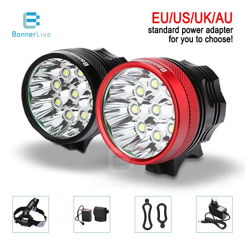 

BannerLive Cycling Waterproof 9 T6 LED Bicycle Bike Light 3 Modes Front Flash Headlight Lamp Luz Bicicleta+Battery Pack
