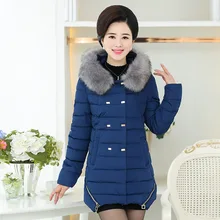 Mother Clothing 2016 new winter thickening long parkast fur collar Slim cotton in the elderly women