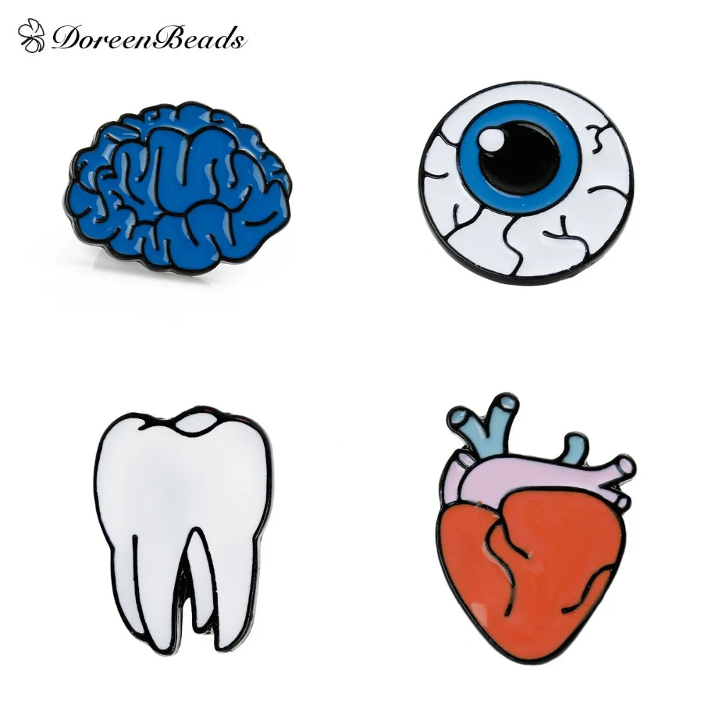 DoreenBeads Design Personality Brooch Tooth /Human Anatomical Heart /Cerebrum Brain / Eyeball Enamel 1 Piece | Украшения и