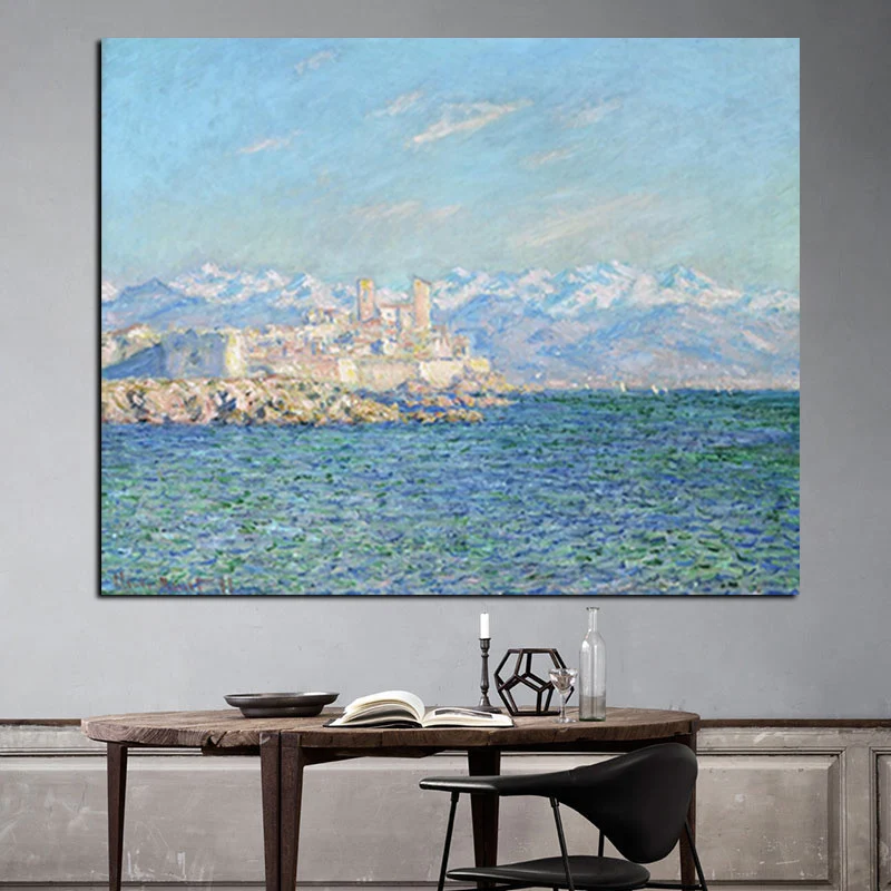 

HD Print Antibes Landscapes in 4 Month Claude Monet Oil Painting on Canvas Art Poster Wall Picture for Living Room Sofa Cuadros