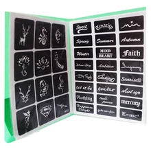 528 узоры аэрография блеск трафарет татуировки милые животные цветок письмо трафареты для краски татуировки шаблоны с книжным подарком