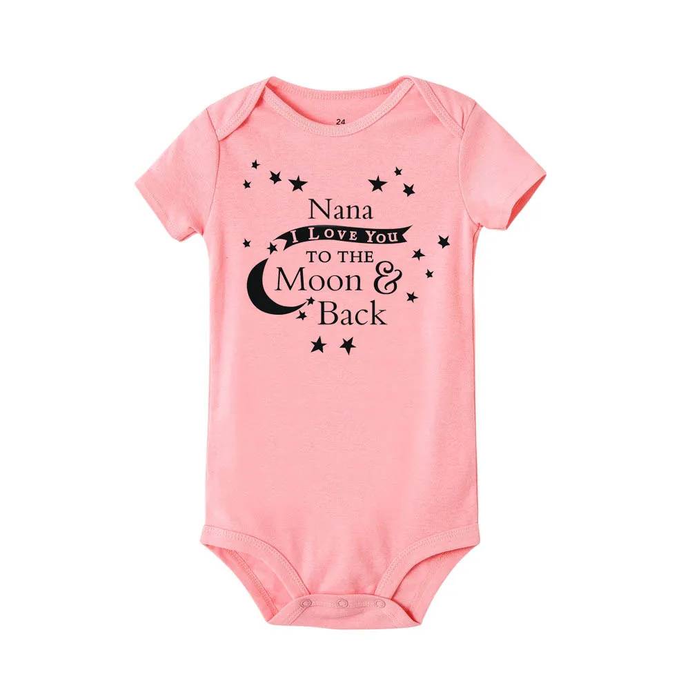 أحب نانا إلى القمر والعودة الطفل السروال القصير فتاة و الصبي قصيرة الأكمام الملابس ل الوليد حللا و السروال القصير الرضع الملابس