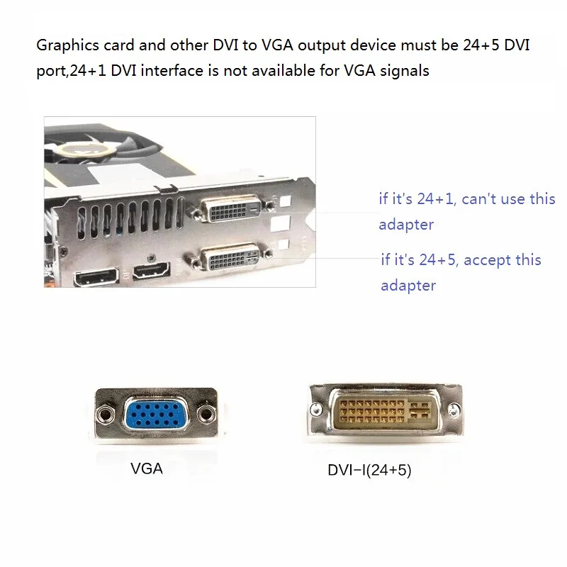 2 шт./лот DVI I 24 + 5 Pin папа к VGA 15 Женский видео конвертер адаптер для ПК ноутбука HDTV LCD