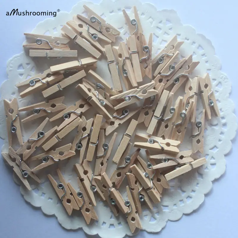 25mm MINI WOOD WOODEN PEGS NATURAL CRAFT WEDDING CLOTHES PIN LINE PHOTO BABY