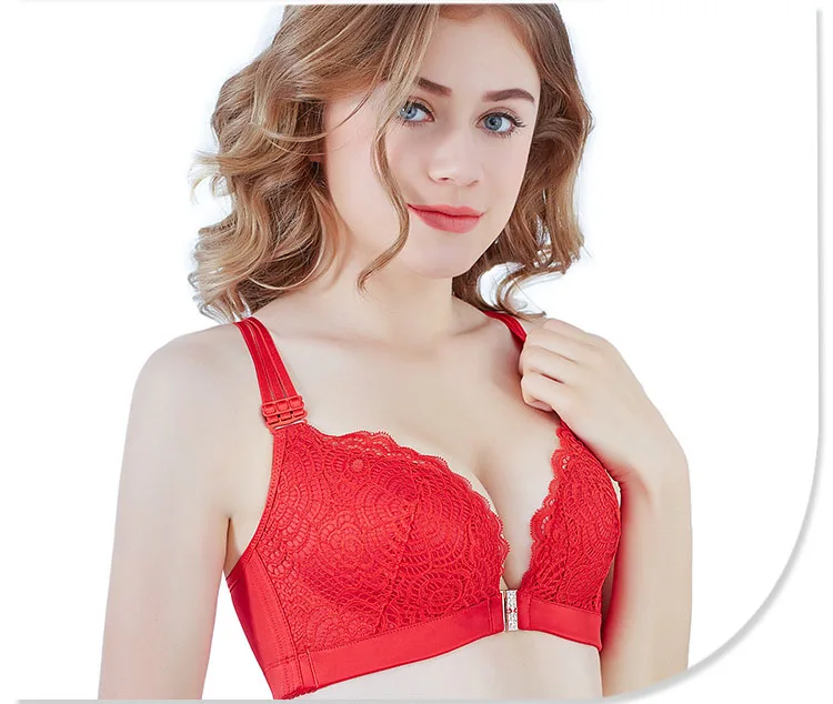 vJerrinut Lace Plus Size Bra Front Closure Underwear Women Bra Push Up Bralette Bra Large Size Women Wire Free Big Size Bra Cup 20