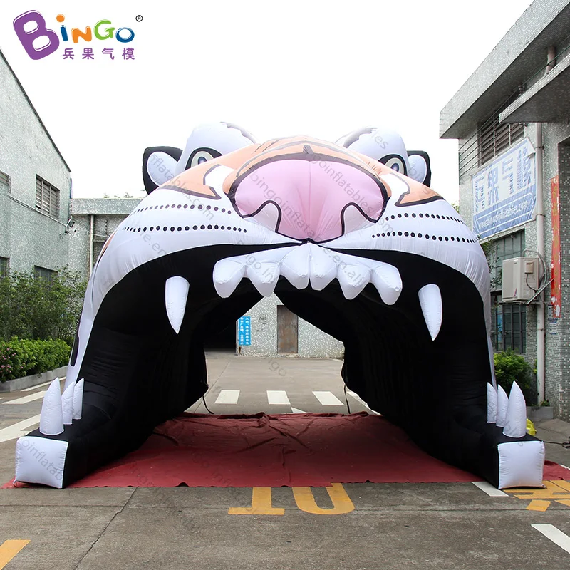  customized 8m inflatable tiger tunnel inflatable tiger mascot tunnel inflatable football tunnel- to