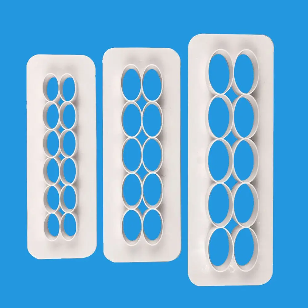 

3pcs Oval Ellipse Geometry Fondant Cookie Cutter Cake Mold Decorating Tools Baking
