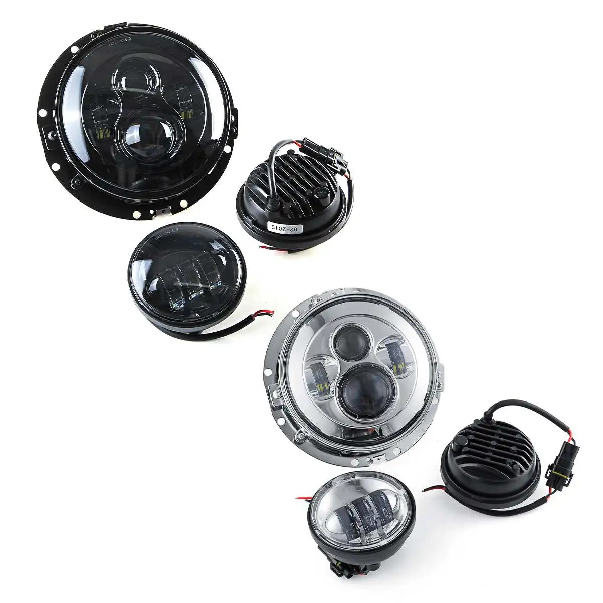 

Motorcycle 7" LED Headlight 4.5" LED Fog Lights with 7" Bracket Adapter Rings For Harley Davidson