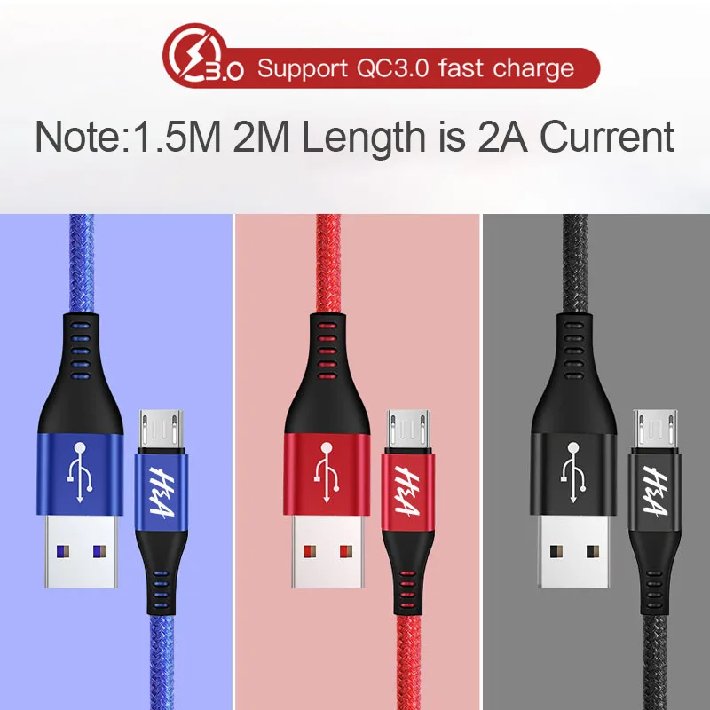 H & A المصغّر USB كابل سريع تهمة USB كابل بيانات لسامسونج Xiaomi اللوحي شاحن هاتف محمول يعمل بنظام تشغيل أندرويد USB كابل شحن H & A المصغّر USB كابل سريع تهمة USB كابل بيانات لسامسونج Xiaomi اللوحي شاحن هاتف محمول يعمل بنظام تشغيل أندرويد USB كابل شحن
