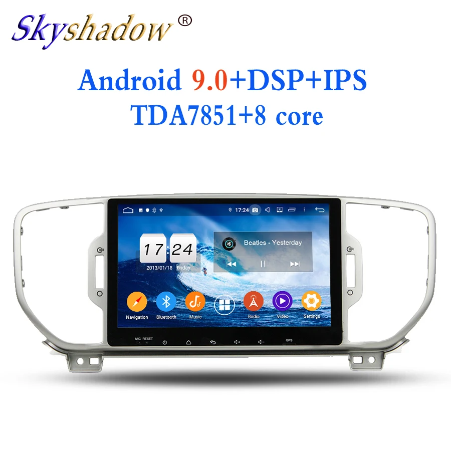 2 DIN TDA7851 Android 9,0 для kia Sportage 8 ядерный 4G+ 32G Bluetooth Wifi gps ГЛОНАСС карта Автомобильный мультимедийный плеер RDS радио