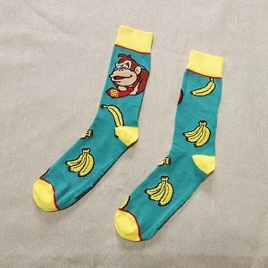Носки с изображением Ослика Конга, Супер Марио, с накидкой, женские, мужские гольфы, Веселый в виде гриба, Mario Bros, повседневные носки с круглым вырезом - Цвет: Donkey Kong