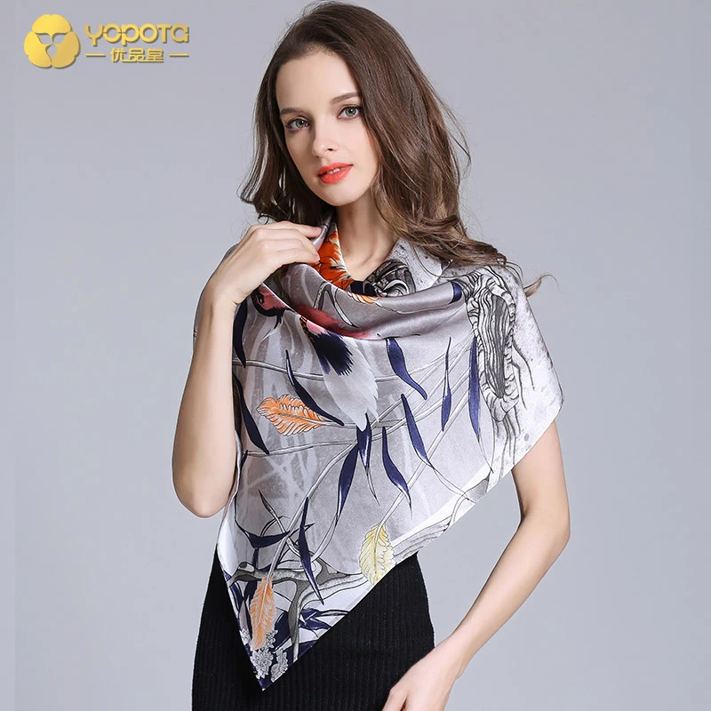 Yopota чистого шелка роскошные шарфы оверсайз платок многофункциональная шаль высококачественный подарок