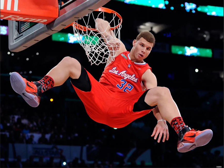 Basketball Stars Blake Griffin Elbow Rim Slam Dunk Contest Art Huge