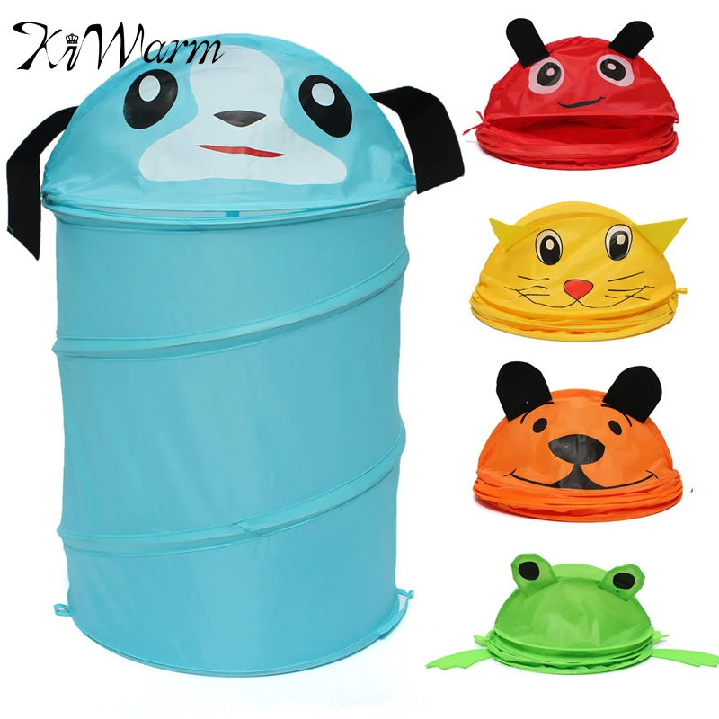 

Foldable 5 Styles Cute Cartoon Folding Laundry Cylinder Pop Up Household Storage Bin Hamper Tidy Basket Kid Toy Sundries Box Bag