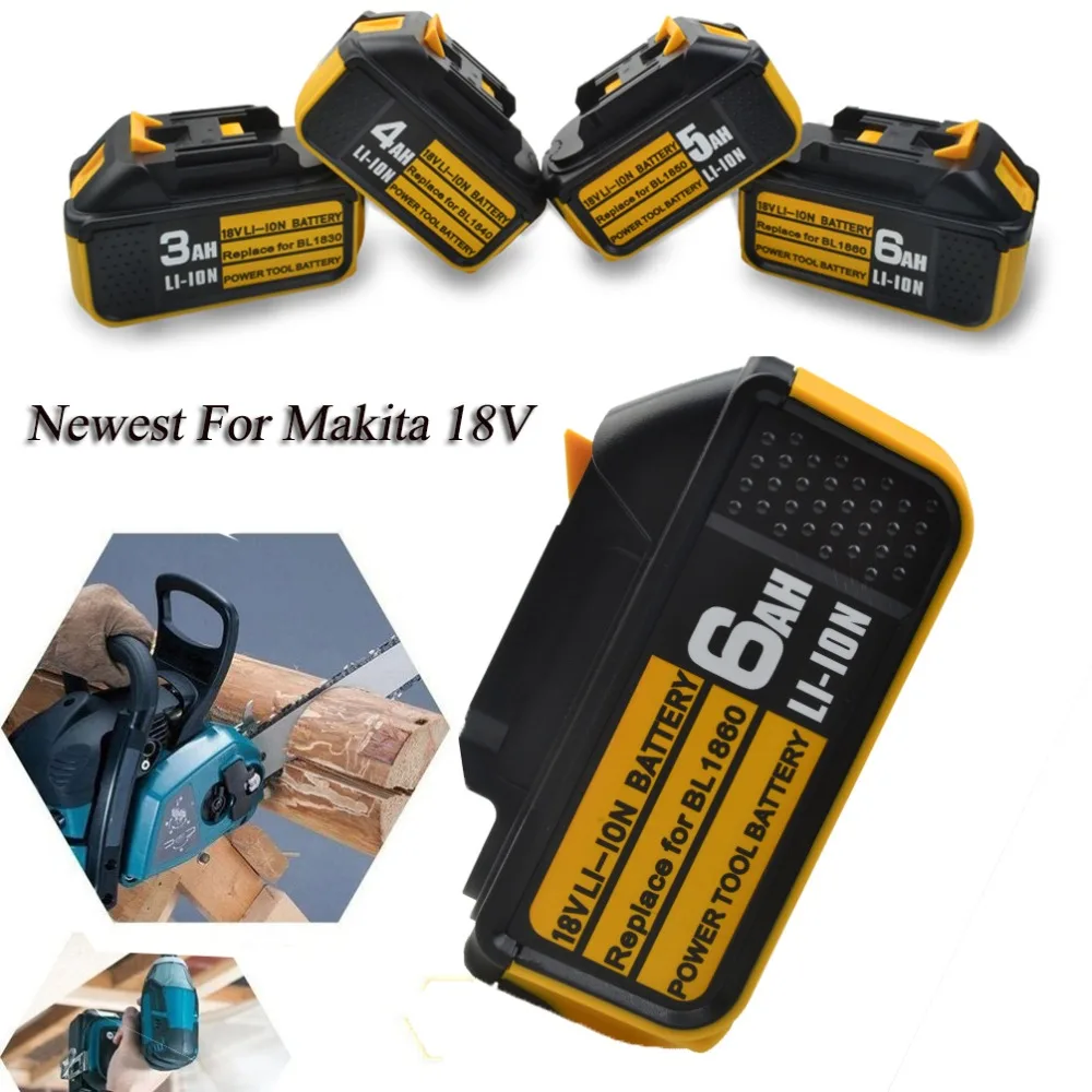  Newest 18V 4Ah 5Ah 6Ah Li-ion Battery For Makita 18V Battery BL1860 BL1850 BL1830 BL1840 194205-3 P