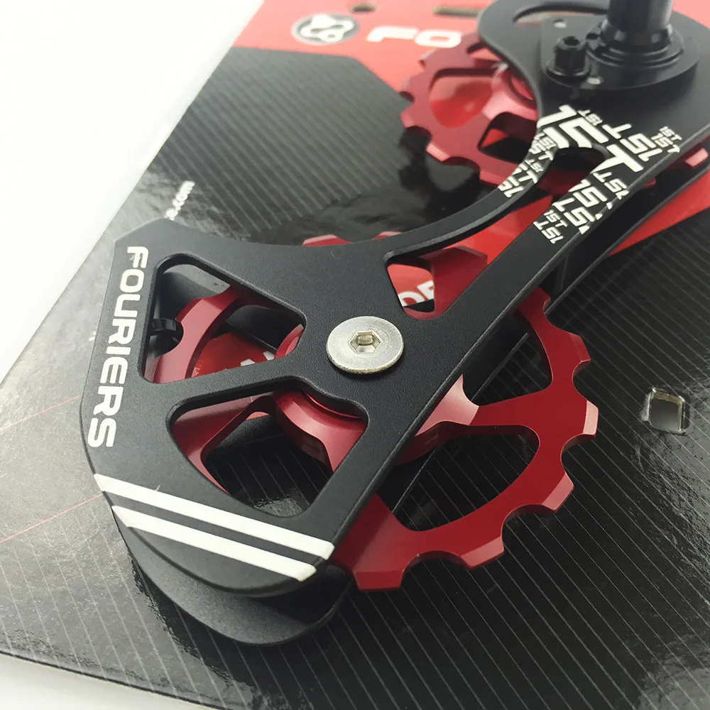 Fouriers CNC bicicleta de carretera puerta trasera con polea arriba 15 T abajo 15 T transmisión para Ultegra Dura Ace 9000, 9070, 6800, 6870 Fouriers CNC bicicleta de carretera puerta trasera con polea arriba 15 T abajo 15 T transmisión para Ultegra Dura Ace 9000, 9070, 6800, 6870