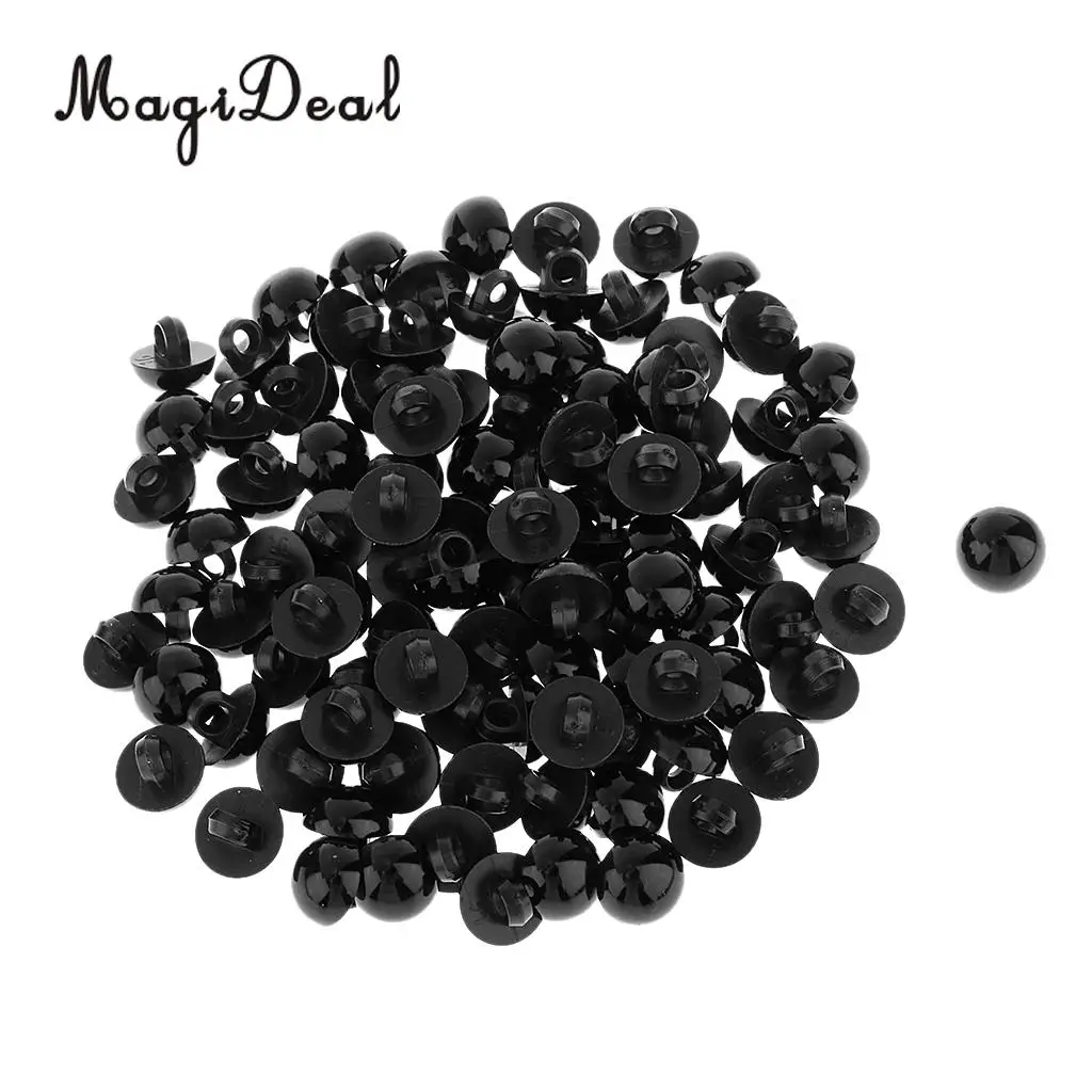MagiDeal 100Pcs Mushroom Button Domed Sewing Plush Animal Eyes for Baby Clothes Puppets Doll Bear DIY Craft Toy Black 10mm
