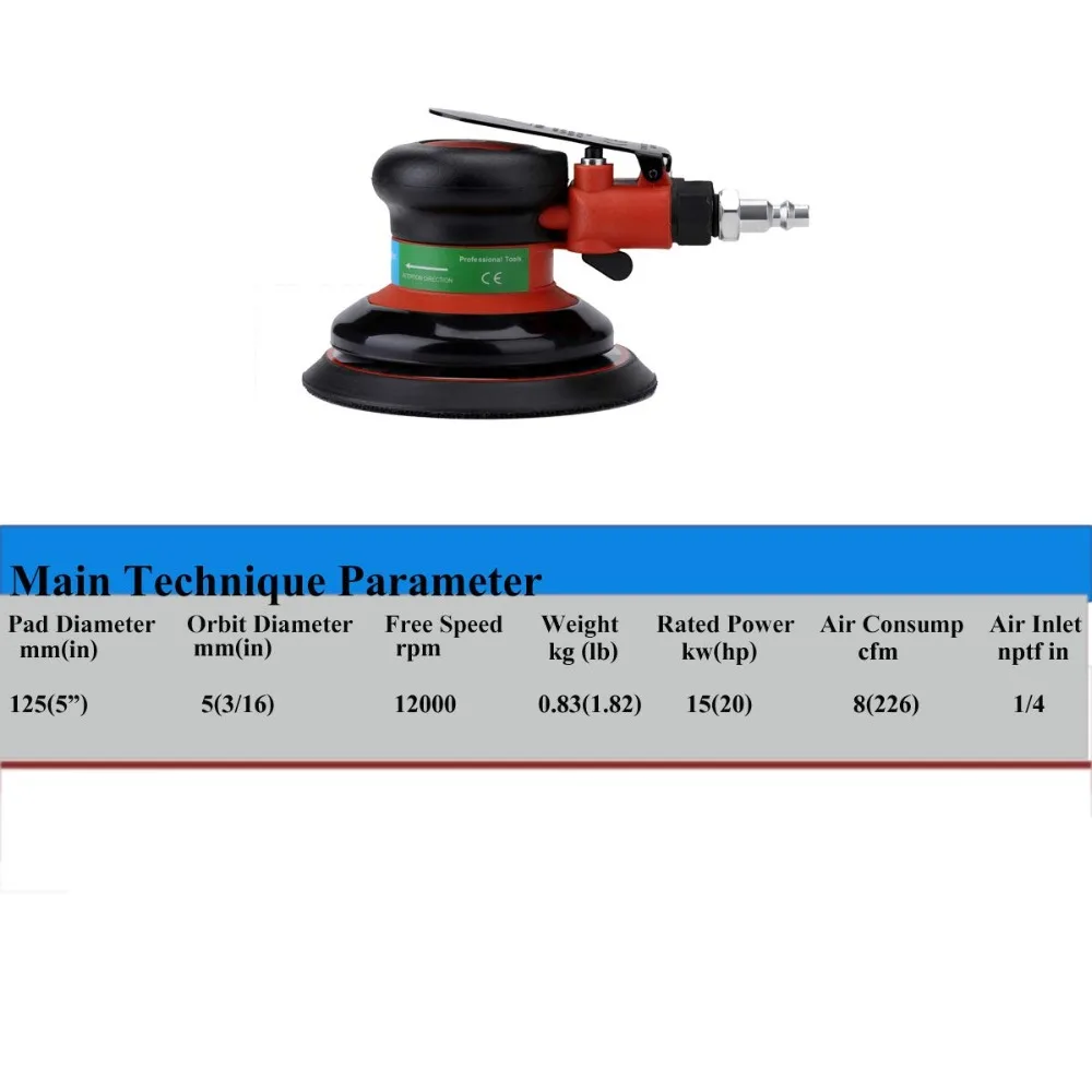 VALIANTOIN Air случайный орбитальный пальмовый шлифовальный станок полировщик для 5 дюймов 125 мм пусковая площадка пневматический Электроинструмент пневматический шлифовальный станок