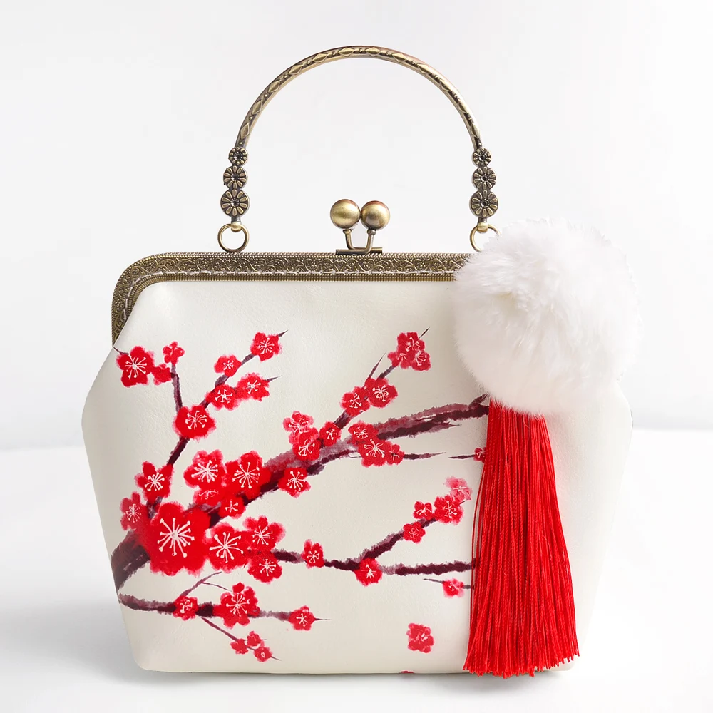

Princess sweet lolita bag Original country wind handbag Red plum blossom bag Ancient Chinese clothes bag bride's handbag CC097