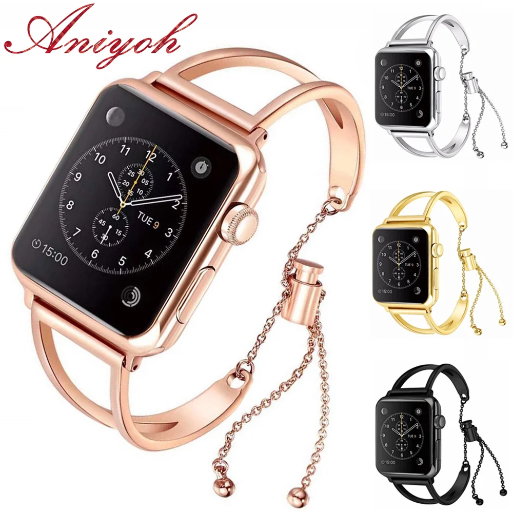 

Aniyoh Stainless Steel Band for Apple Watch 40mm 44mm Series 4 3 2 Woman Watch Strap Fashion Metal Bracelet for iWatch 38mm 42mm