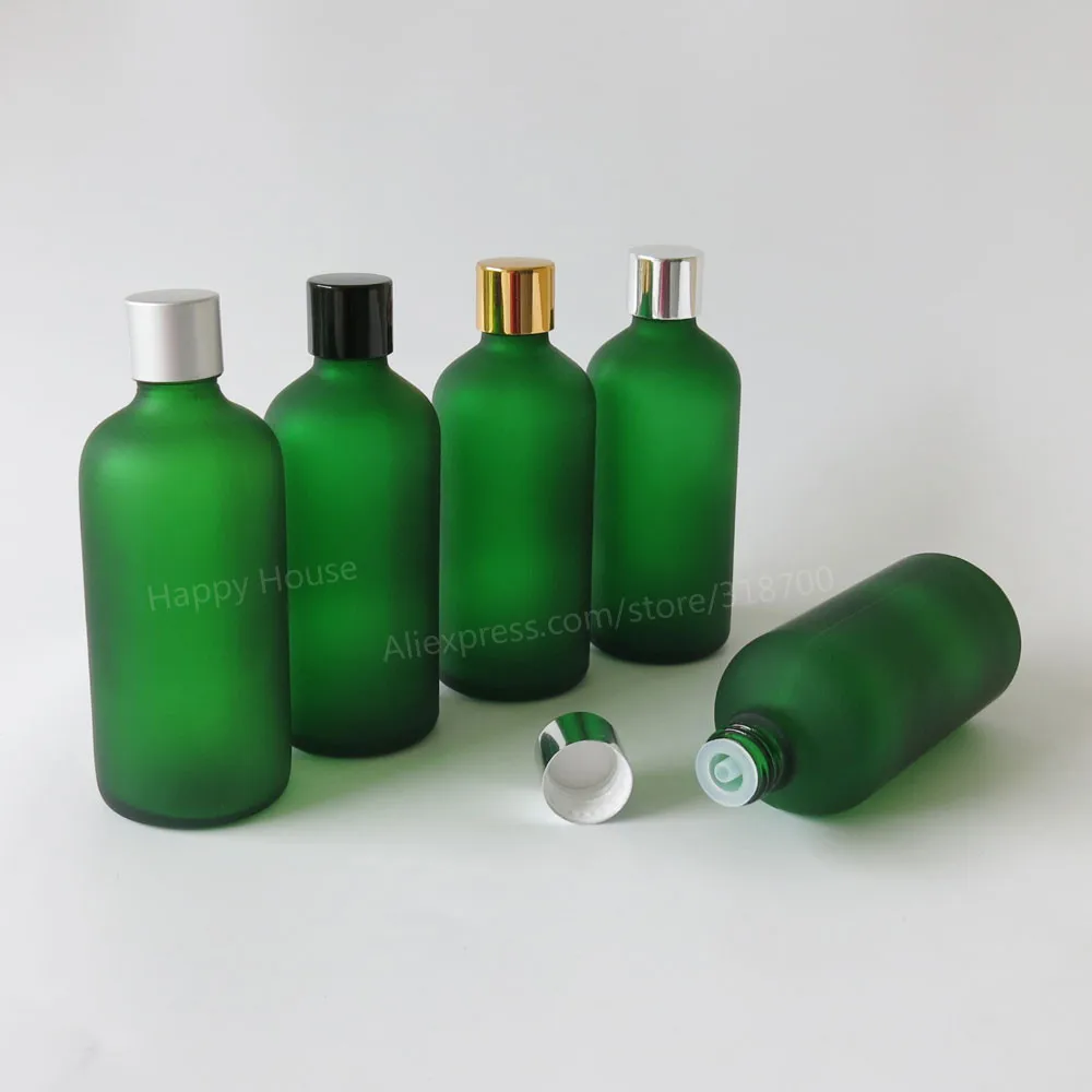 Download 360 x 100ml Frosted Green Boston Round Glass Bottles with ...
