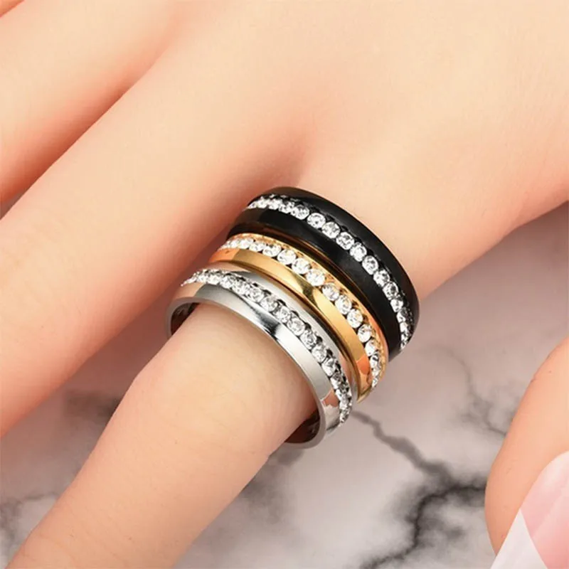

Women Classic Ring Stainless Steel Ring Simple Style Shining Rings Jewelry Gift KQS8