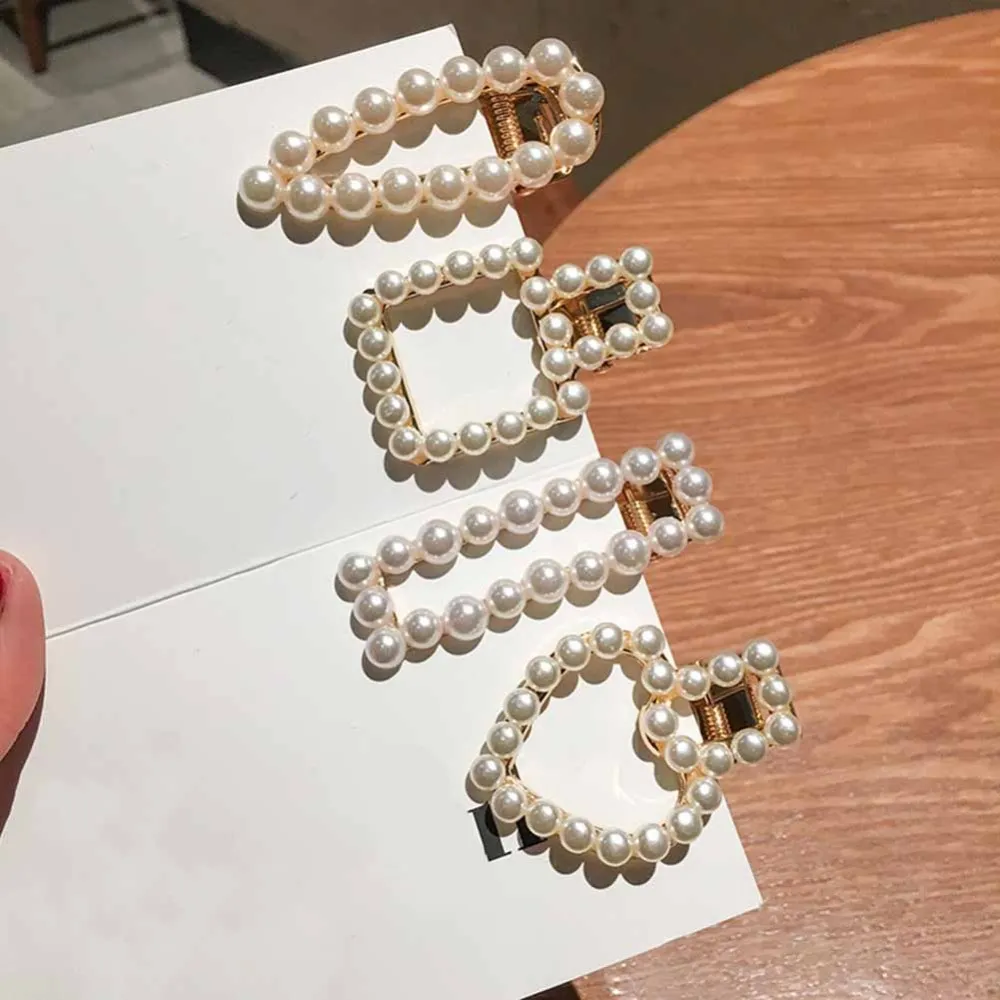 

Fashion Personal Girls Bangs Clip Hair Clip Imitation Pearl Duckbill Clip Bobby Pins Women Hollow Pearl Hairpin Hair Accessories