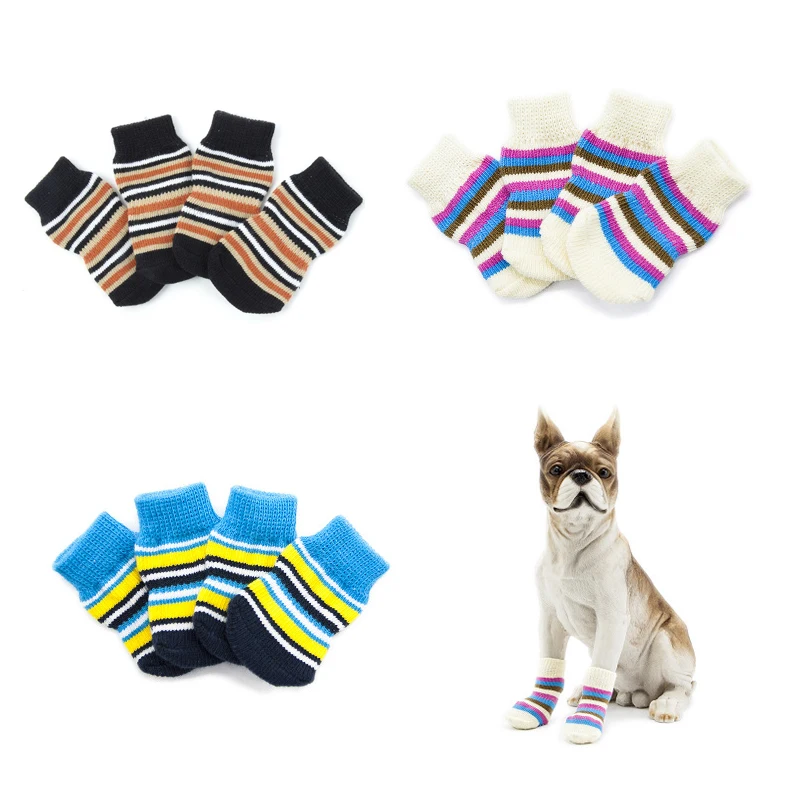 New Pet Dog Non Slip Cotton Socks Small Dog Puppy Cat Multi Colors