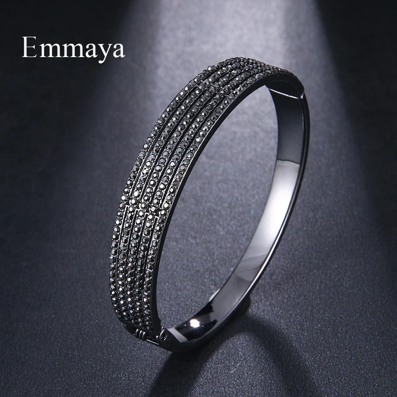 

Emmaya New Arrival CZ Zircon Stone Rose Gold Gun Black Bangle Fashion Women Bracelet Jewelry Wedding Party
