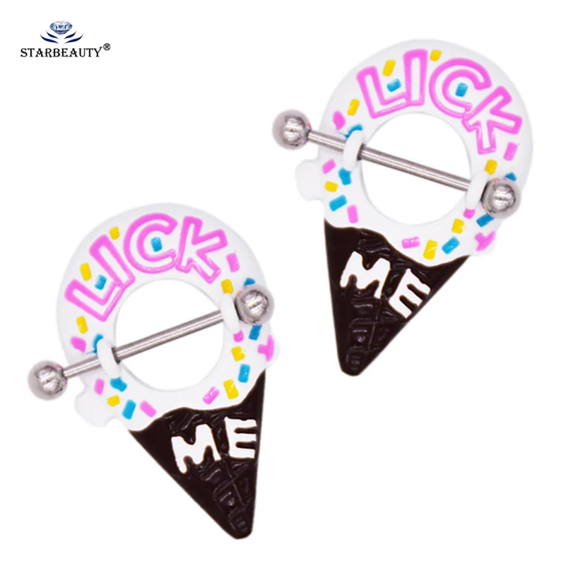 Starbeauty 2 шт./лот LICK ME кольцо для сосков мороженого 14 г сексуальный пирсинг Соска