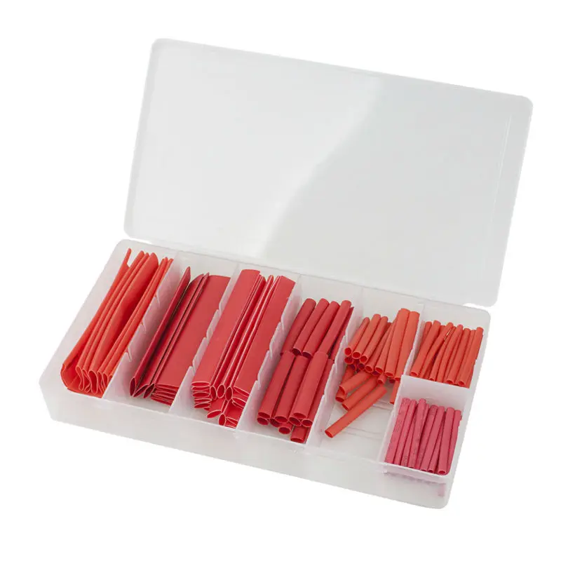 

127Pcs 2:1 Heat Shrink Tubing Tube Sleeving Wire Cable 7 Sizes Red