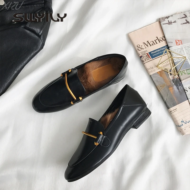

SWYIVY Women Flats Mules Shoes Spring 2018 Ladies Casual Shoes Pointed Toe Female Fashon Leather Shoes Metal Decorration Flats