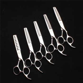 

6'' 17cm Customized Logo 440C Silver Screw Hairdressing Scissors Thinning Scissors Professional Hair Scissors Barber Shop C2008