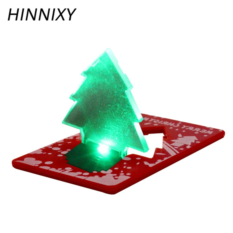 Hinnixy 10Pcs/lot Green Tree Shape LED Portable Card Lamp Same Size As Credit In Wallet Decorate Christmas Festival Light | Освещение