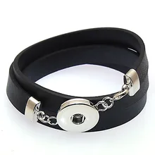 12 шт кожаные браслеты для обертывания Украшение с кнопкой-защелкой браслет защелкивающиеся кнопки-Подвески DIY оснастки кожаный браслет для оснастки Шарм